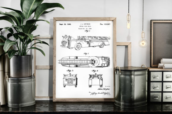 Download Aerial Fire Truck Vintage Patent Image - Aerial Collection
